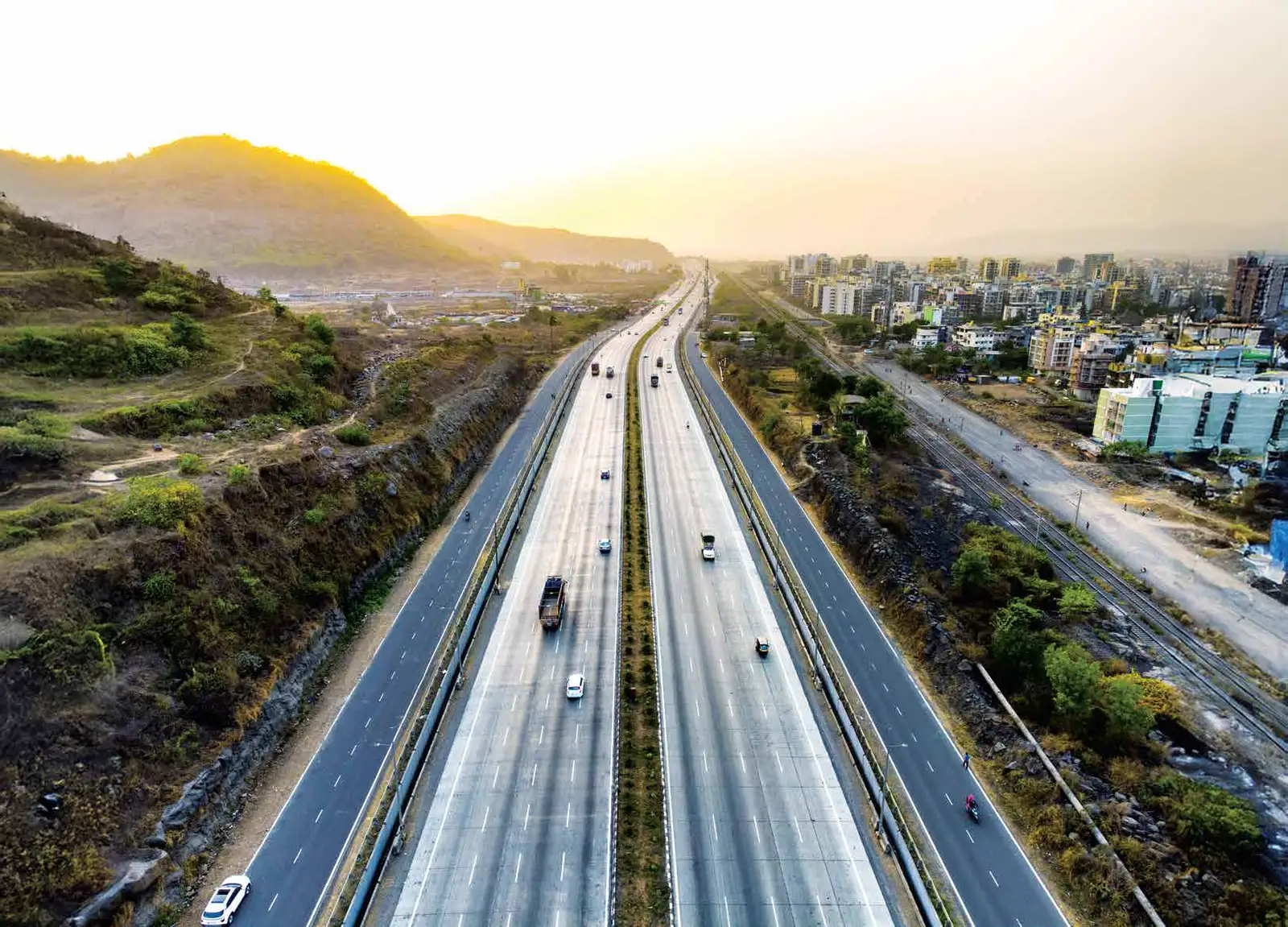 Aerial view of the multi-lane Bypass Road corridor near Godrej Verdania Estate, Indore
