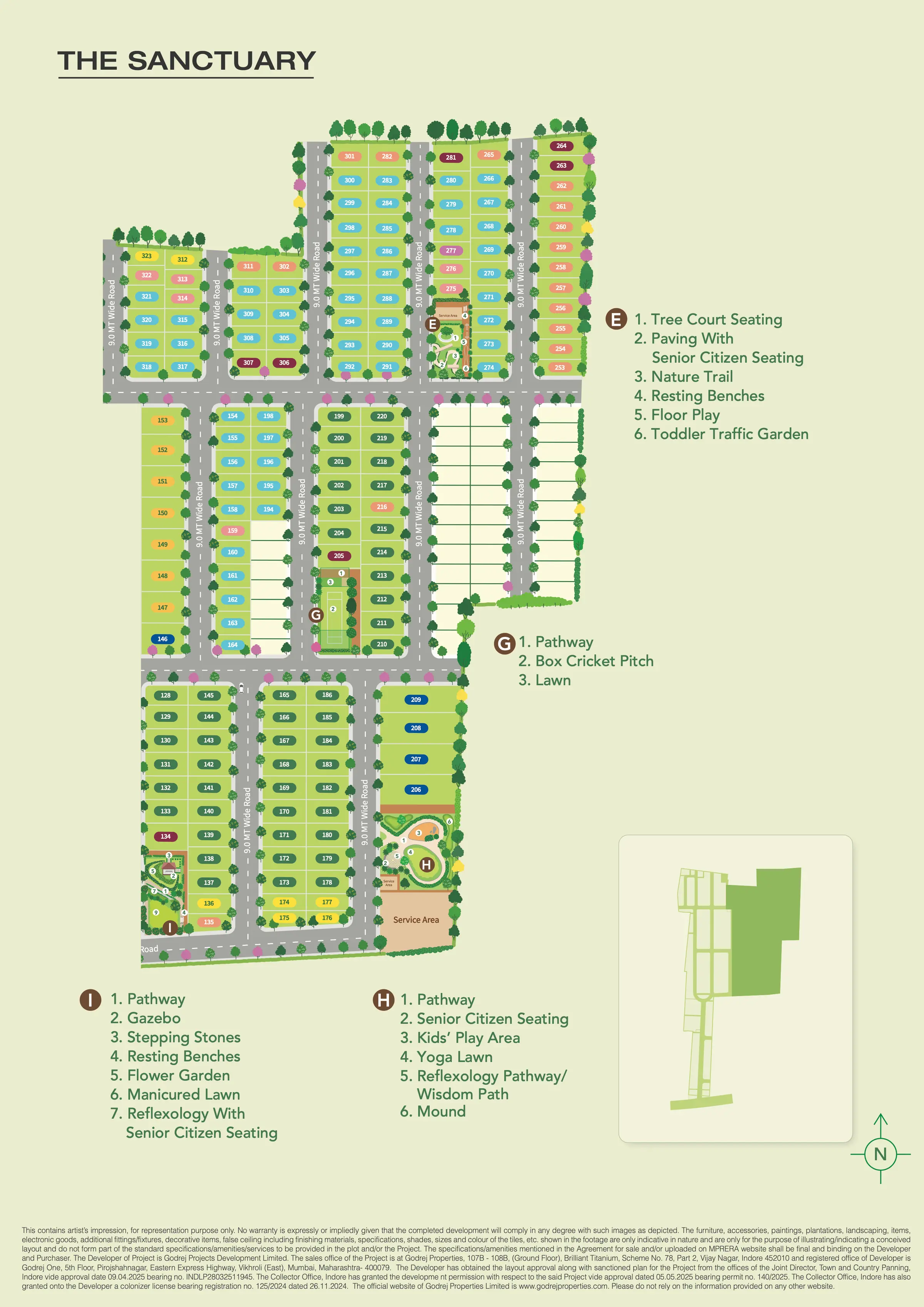The Sanctuary wellness precinct landscape plan at Godrej Verdania Estate, Indore